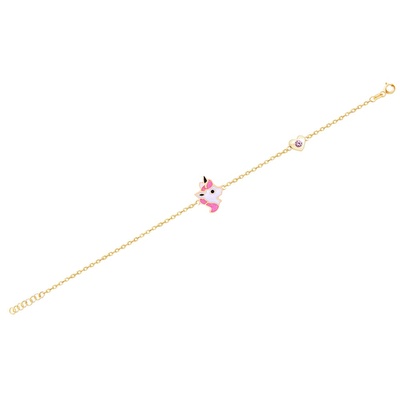 14 Ayar Sarı Altın Unicorn Bileklik