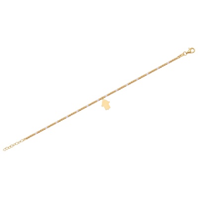 14 Ayar Sarı Altın Beyaz Taşlı Dorika Bileklik