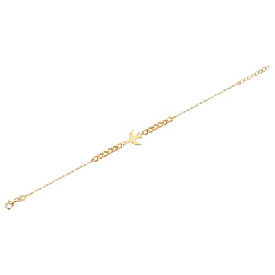 14 Ayar Sarı Altın Kuş Zincir Bileklik