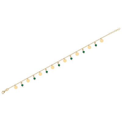 14 Ayar Sarı Altın Yeşil Taşlı Bileklik