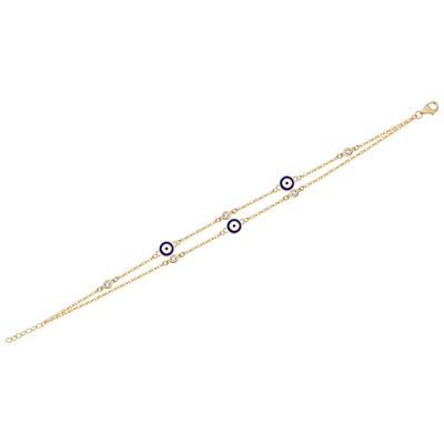 14 Ayar Sarı Altın Nazar Boncuklu Bileklik