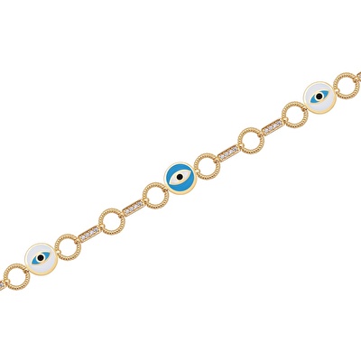 14 Ayar Sarı Altın Nazar Boncuklu Bileklik