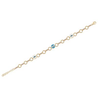 14 Ayar Sarı Altın Nazar Boncuklu Bileklik