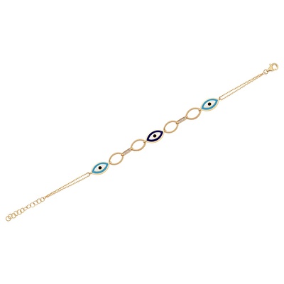 14 Ayar Sarı Altın Nazar Boncuklu Bileklik