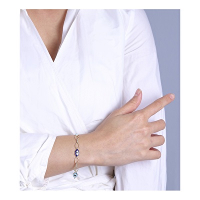 14 Ayar Sarı Altın Nazar Boncuklu Bileklik