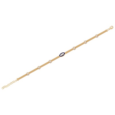 14 Ayar Sarı Altın Nazar Boncuklu Bileklik