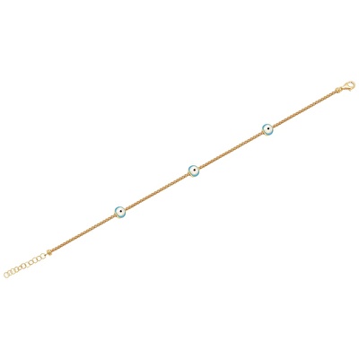 14 Ayar Sarı Altın Nazar Boncuklu Bileklik