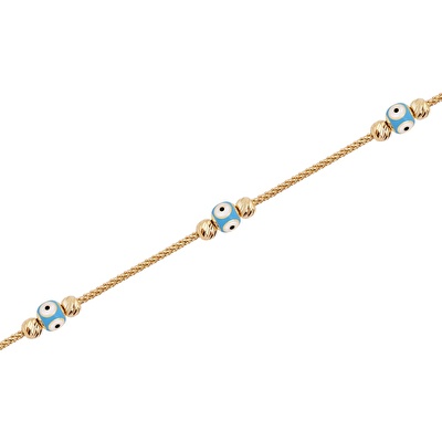 14 Ayar Sarı Altın Nazar Boncuklu Bileklik
