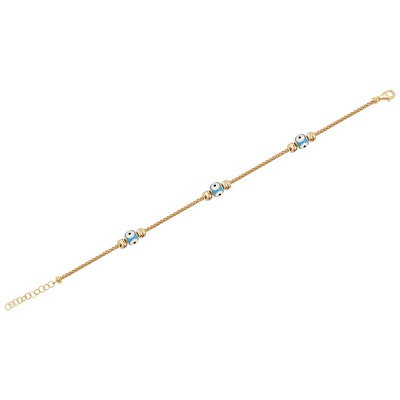 14 Ayar Sarı Altın Nazar Boncuklu Bileklik