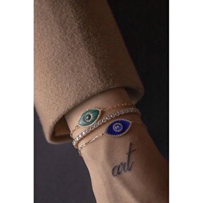 14 Ayar Sarı Altın Nazar Boncuklu Bileklik