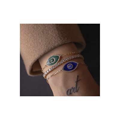 14 Ayar Sarı Altın Nazar Boncuklu Bileklik