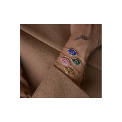 14 Ayar Sarı Altın Nazar Boncuklu Bileklik