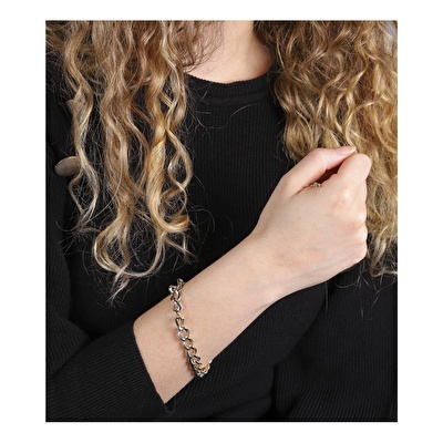 14 Ayar Sarı-Beyaz Altın Zincir Bileklik