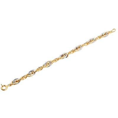 14 Ayar Sarı-Beyaz Altın Zincir Bileklik