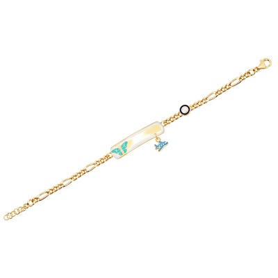 14 Ayar Sarı Altın Künye Bileklik