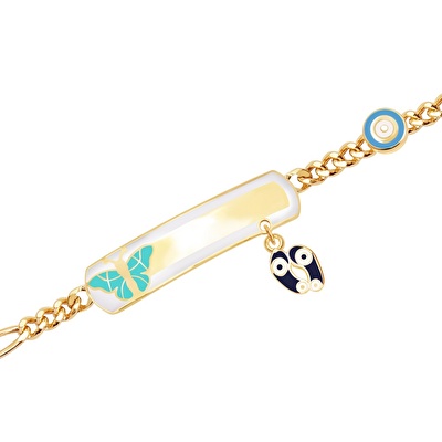 14 Ayar Sarı Altın Künye Bileklik