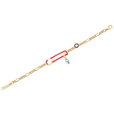 14 Ayar Sarı Altın Künye Bileklik