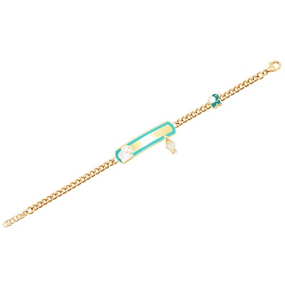 14 Ayar Sarı Altın Künye Bileklik