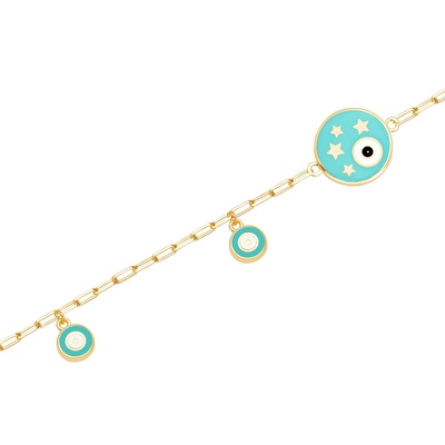 14 Ayar Sarı Altın Nazar Boncuklu Bileklik