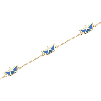 14 Ayar Sarı Altın Gemi Figürlü Bileklik