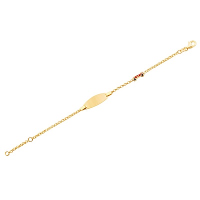 14 Ayar Sarı Altın Künye Bileklik