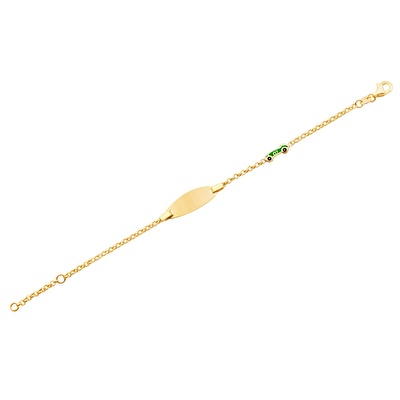 14 Ayar Sarı Altın Künye Bileklik