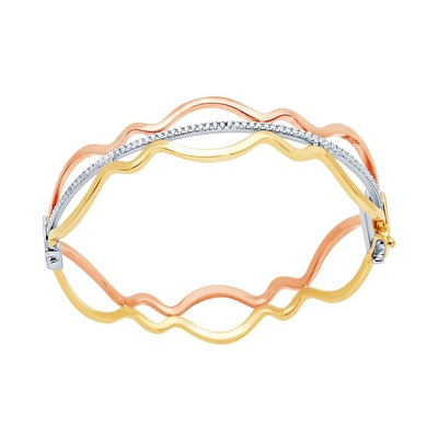 14 Ayar 3 Renkli Altın Taşlı Bilezik