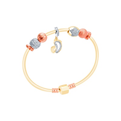 14 Ayar 3 Renkli Altın Taşlı Bilezik