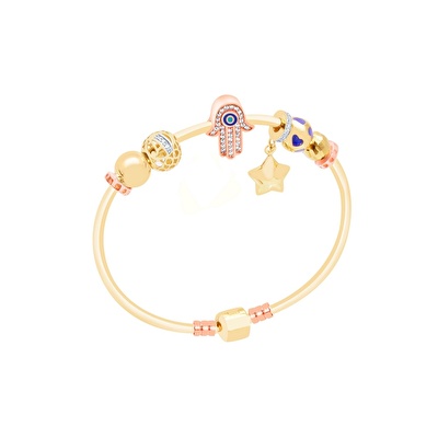 14 Ayar 3 Renkli Altın Charm Bilezik