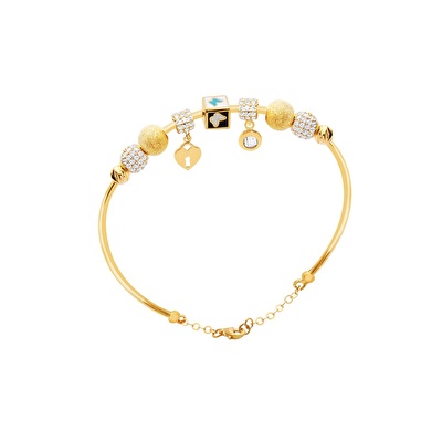 22 Ayar Sarı Altın Charm Bilezik