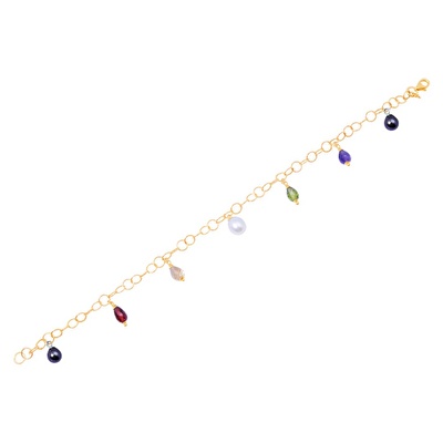 14 Ayar Sarı Altın Renkli Taşlı Halhal