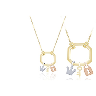 14 Ayar 3 Renkli Altın Şans Kolye