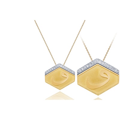 14 Ayar Sarı-Beyaz Altın Taşlı Kolye