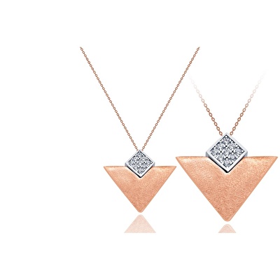 14 Ayar Rose-Beyaz Altın Taşlı Kolye