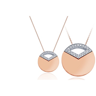 14 Ayar Rose-Beyaz Altın Taşlı Kolye