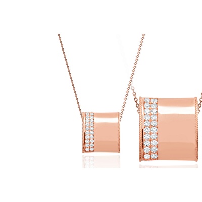 14 Ayar Rose-Beyaz Altın Taşlı Kolye