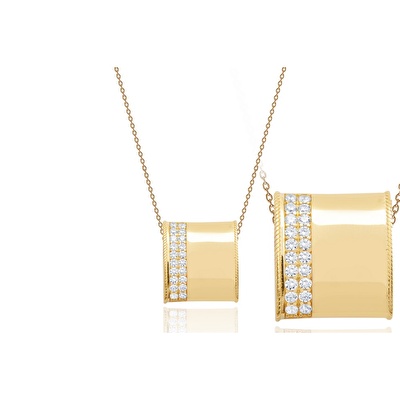 14 Ayar Sarı-Beyaz Altın Taşlı Kolye