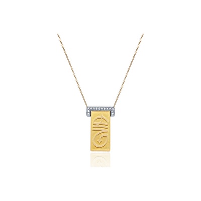 14 Ayar Sarı-Beyaz Altın Taşlı Kolye