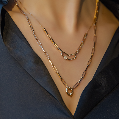 14 Ayar Rose Altın Kalp Ataç Kolye