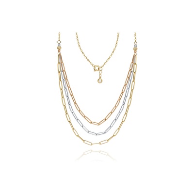 14 Ayar 3 Renkli Altın Zincir Kolye