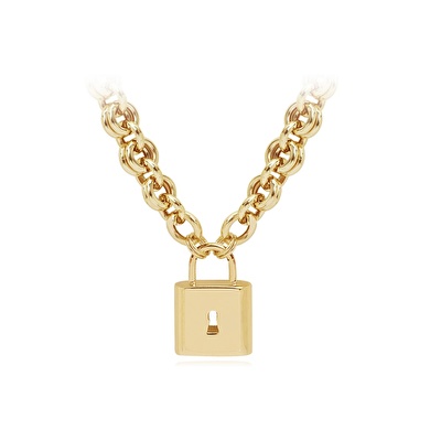 14 Ayar 3 Renkli Altın Kilit Figürlü Kolye