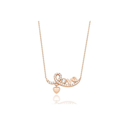 14 Ayar Rose Altın Love Figürlü Kolye