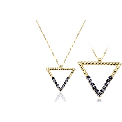 14 Ayar Sarı Altın Üçgen Figürlü Kolye