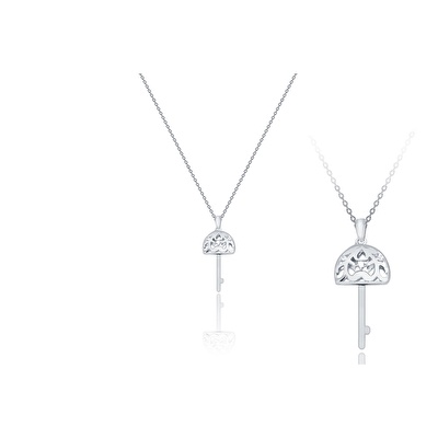 14 Ayar Beyaz Altın Anahtar Figürlü Kolye