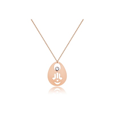 14 Ayar Rose Altın Fatma Ana Eli Kolye