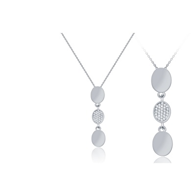 14 Ayar Beyaz Altın Geometrik Figürlü Kolye