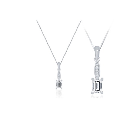 14 Ayar Beyaz Altın Tektaş Kolye