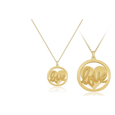 14 Ayar Sarı Altın Kalp Figürlü Kolye