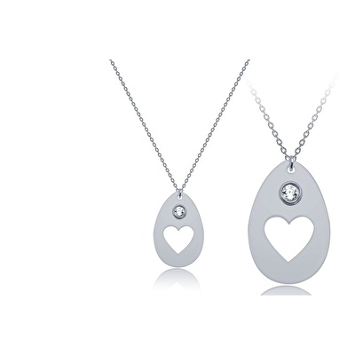 14 Ayar Beyaz Altın Kalp Figürlü Kolye