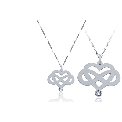 14 Ayar Beyaz Altın Kalp Figürlü Kolye